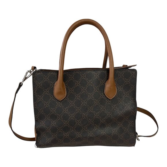 Nine West Brown Logo Satchel Tote Bag with Crossbody Strap - Picture 3 of 9